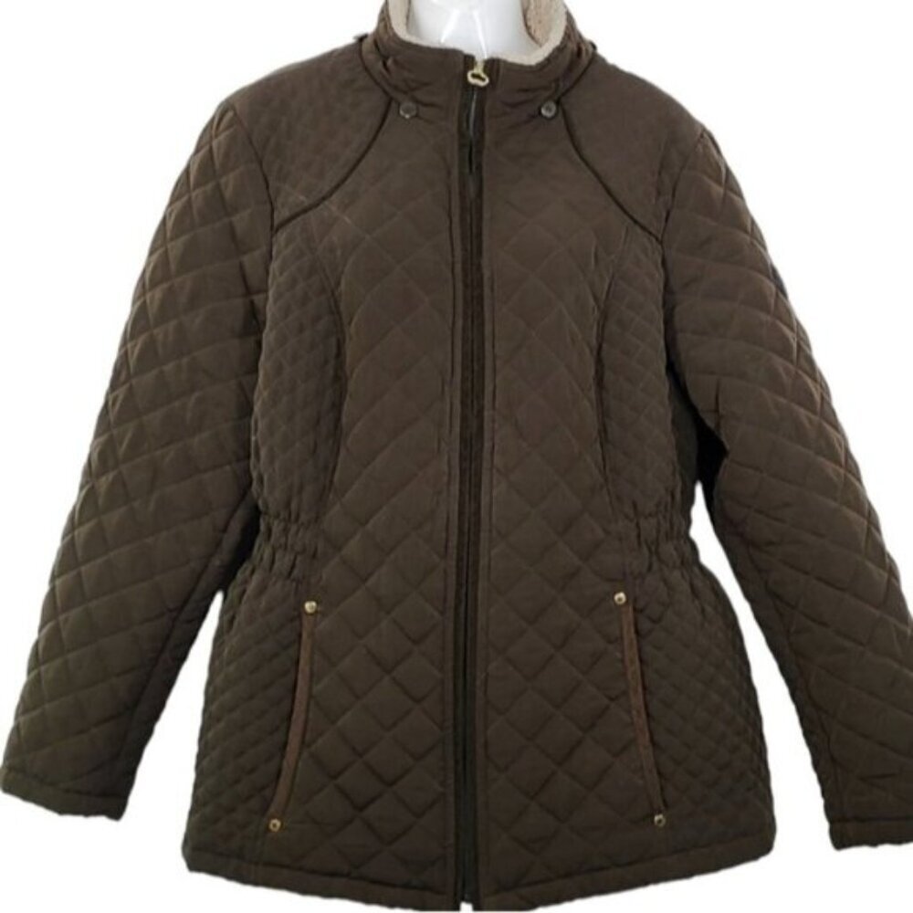 Laundry by Shelli Segal Green Quilted Jacket Coat Women's Plus Size 1X